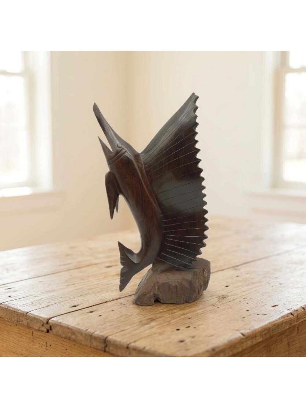 Wooden Swordfish Sailfish Marlin Fish Carving 12" Nautical Decor - AS IS